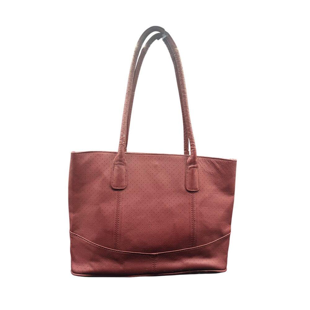 AmeriLeather Burgundy Perforated Leather Tote Shoulder Bag Large